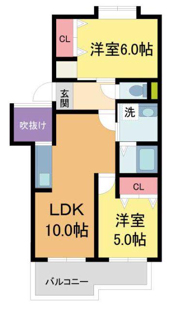 キャピタルハウス1ST(2LDK/2階)の間取り写真