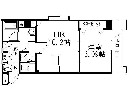 リベラいわき(1LDK/7階)の間取り写真