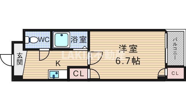 ベルフレージュ北堀江(1K/5階)の間取り写真