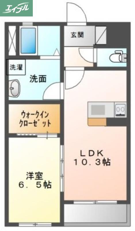 プラッツ・ユーIII(1LDK/2階)の間取り写真
