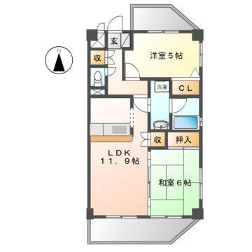 グランドヒルズ澄池(2LDK/3階)の間取り写真