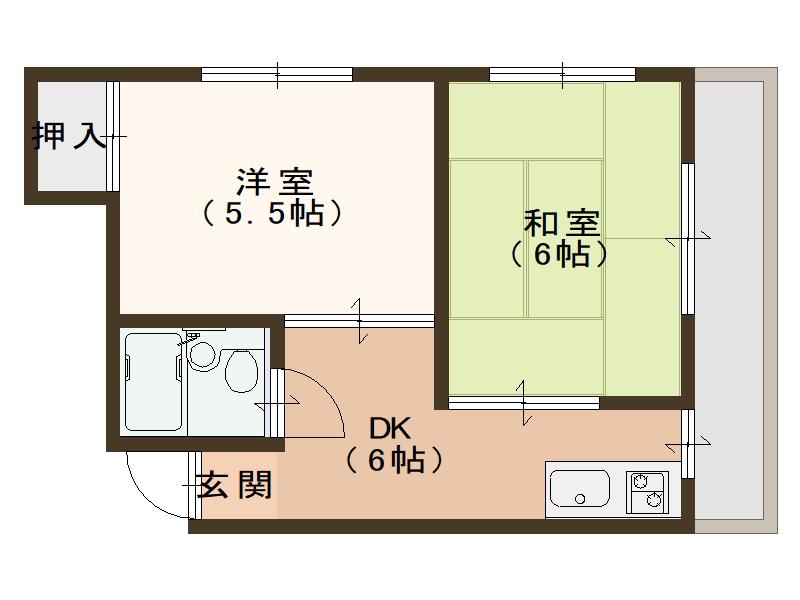 マルタマハイツ(2DK/3階)の間取り写真