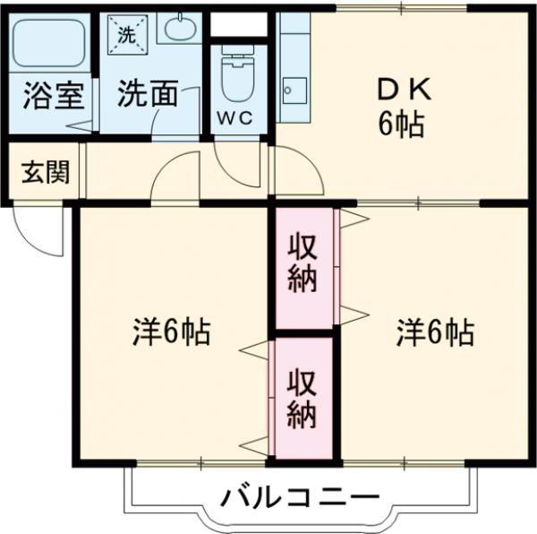 CRESTSQUAREII(2DK/2階)の間取り写真