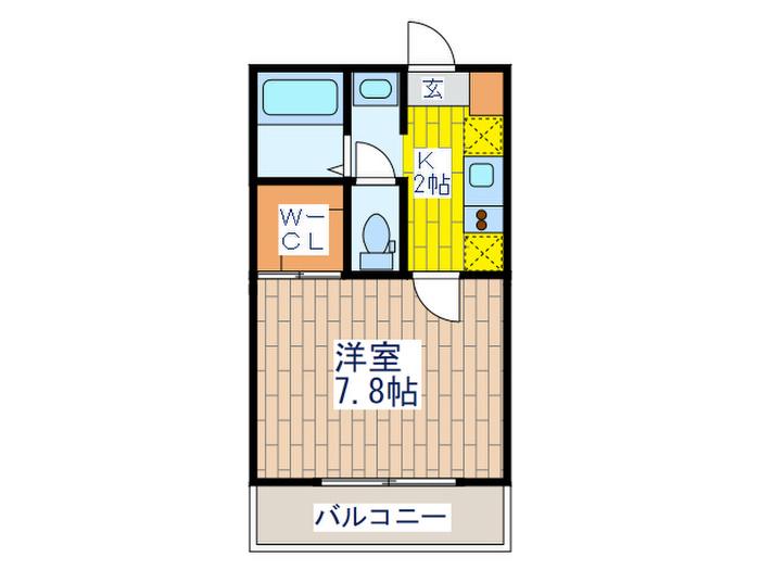 サンベール目蒲(1K/2階)の間取り写真