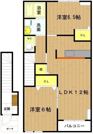 アンビエンテ(2LDK/2階)の間取り写真