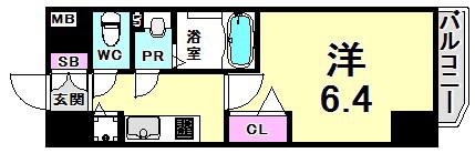 プレサンスみなと元町駅前(1K/9階)の間取り写真