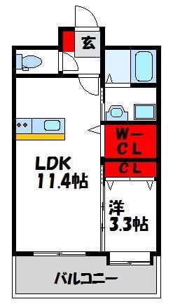 東福間駅前バモス(1LDK/3階)の間取り写真