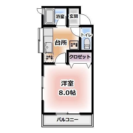 レインボー鹿島(1DK/2階)の間取り写真