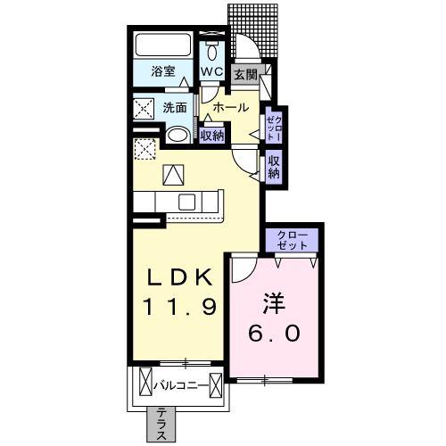 エテルノ II(1LDK/1階)の間取り写真