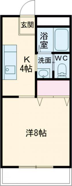サンパークCERA B(1K/1階)の間取り写真