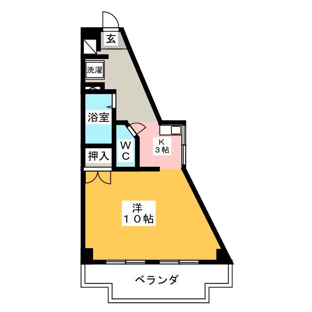 ラポールかちがわ(1K/3階)の間取り写真