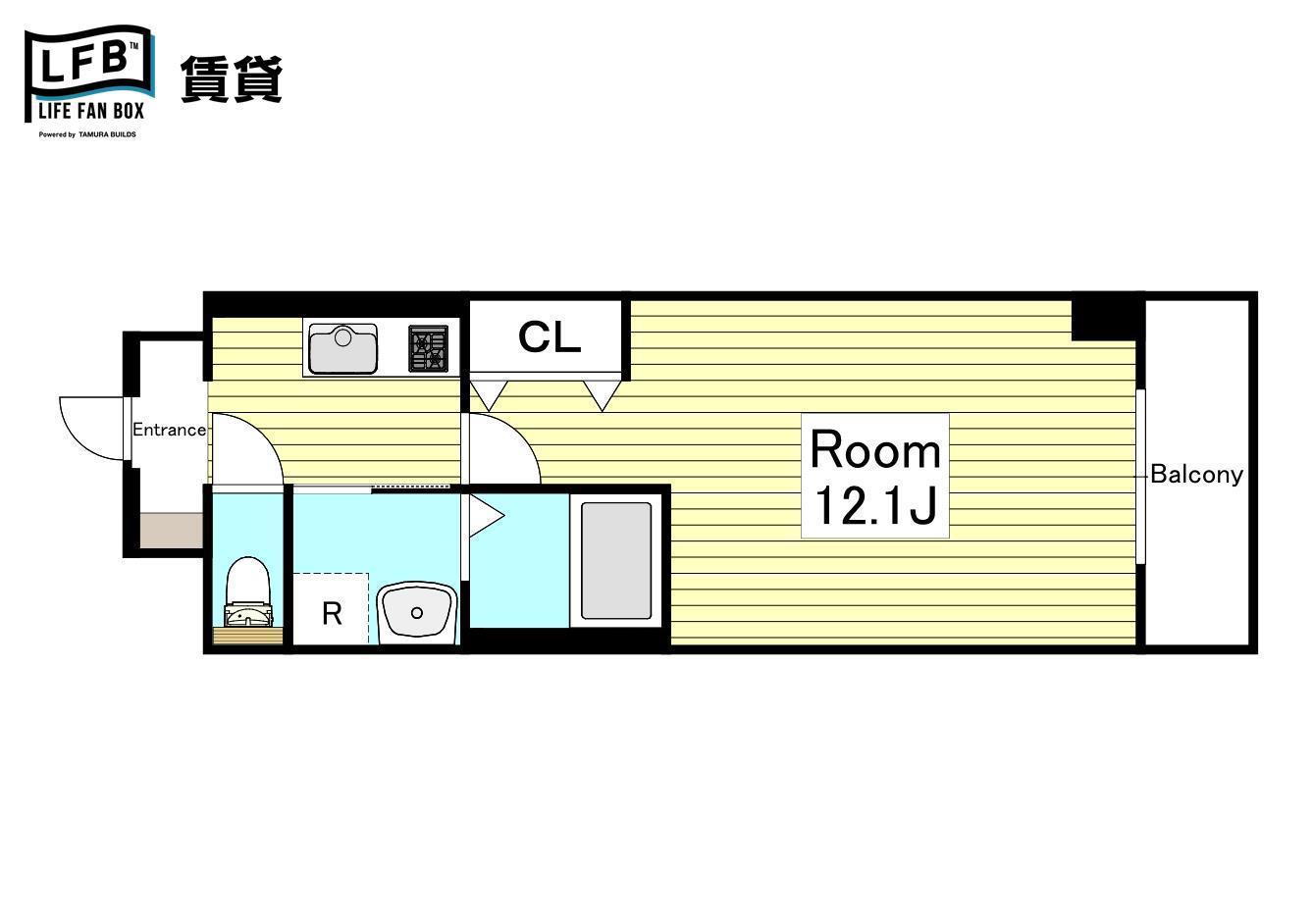 グランドホープ(1K/4階)の間取り写真