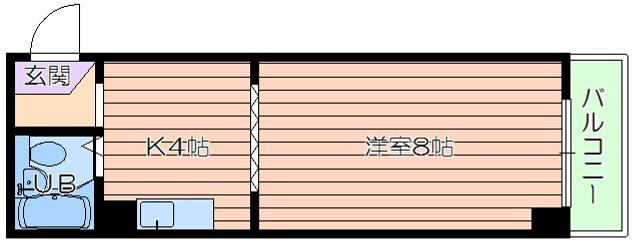 クリスタルコート66(1DK/4階)の間取り写真