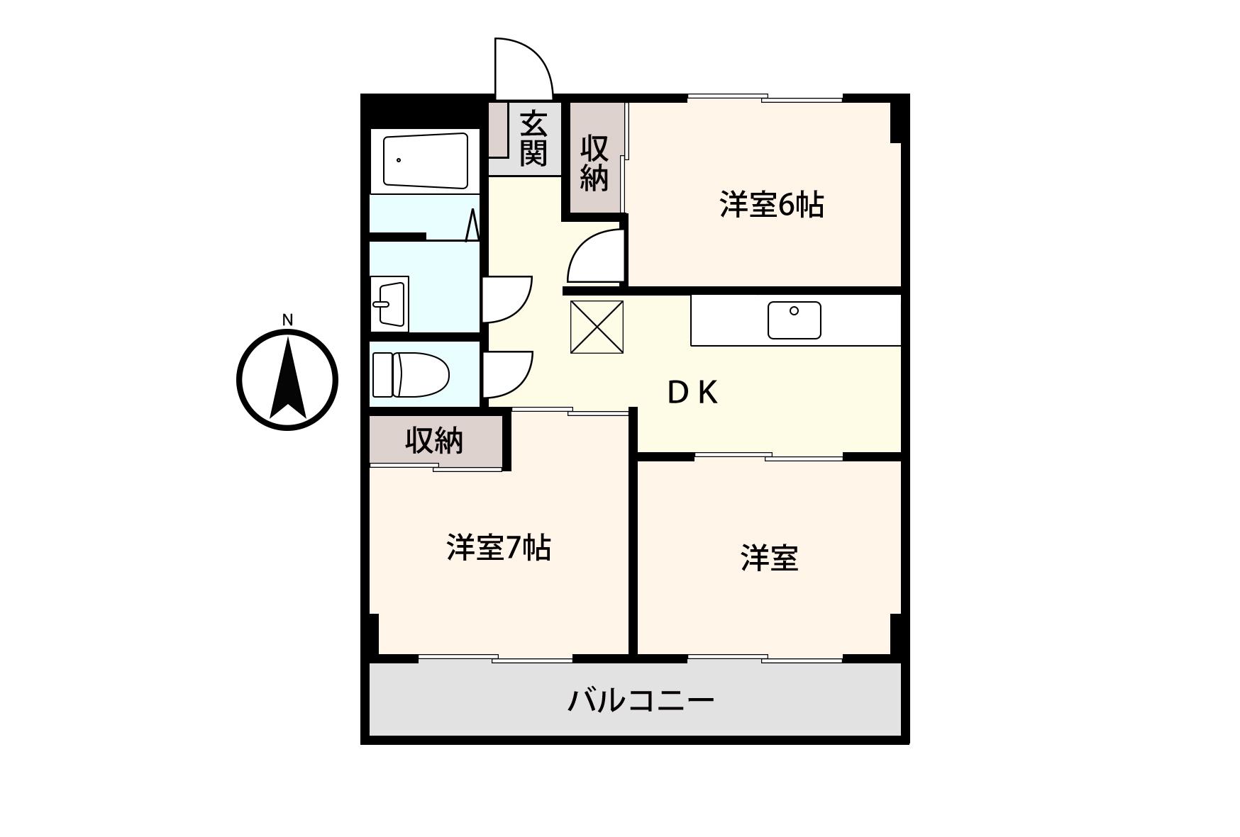 アシスト第2富山マンション(3DK/3階)の間取り写真