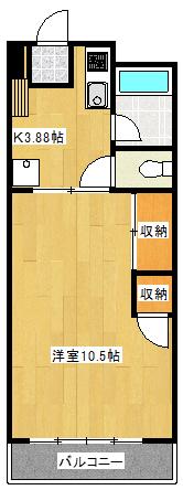 朝日ハイツホノベ(1K/2階)の間取り写真