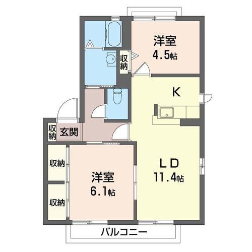 エトワールA(2LDK/2階)の間取り写真