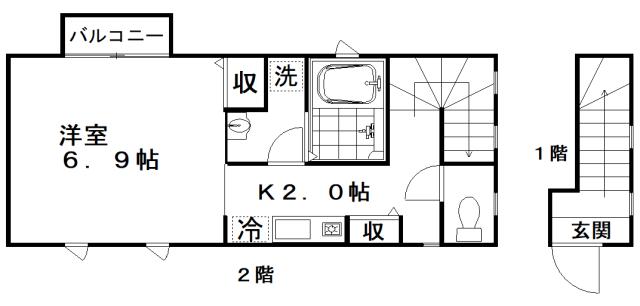 ルシエル(1K/2階)の間取り写真