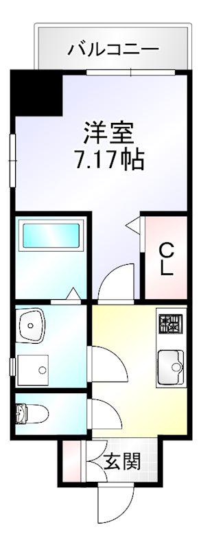 ALISS歯科大前(1K/3階)の間取り写真
