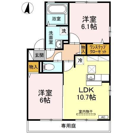 サンモール・Y B棟(2LDK/1階)の間取り写真