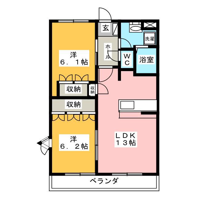 エクセルハイツ(2LDK/2階)の間取り写真