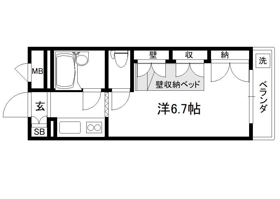 セレーネ田辺IV(1K/1階)の間取り写真