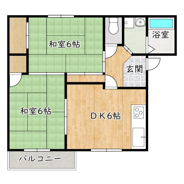 スカイコーポA(2K/2階)の間取り写真