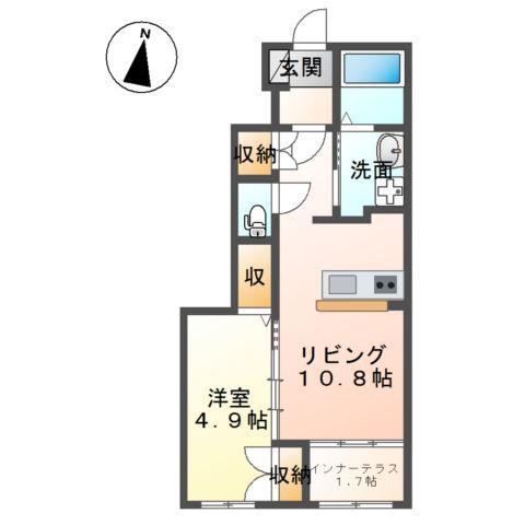 グラシアスA(1LDK/1階)の間取り写真