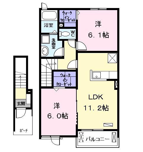 グリーン・クレスト(2LDK/2階)の間取り写真