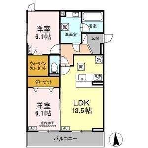 リュッカ鳥神(2LDK/1階)の間取り写真