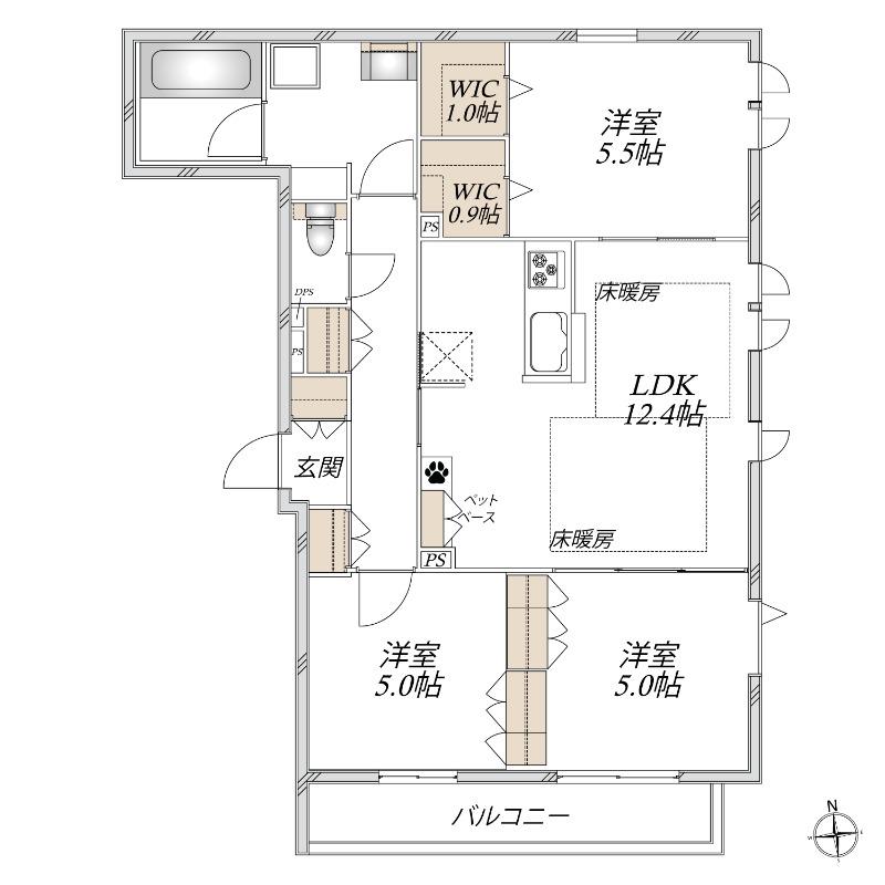 荒川区東日暮里メゾン(3LDK/2階)の間取り写真