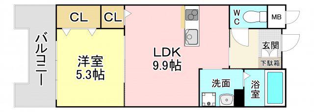 アースコート桜通(1LDK/10階)の間取り写真