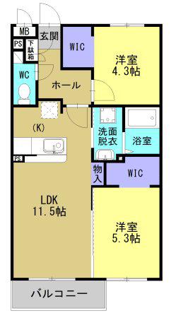 N GARDEN(2LDK/2階)の間取り写真