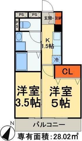 カンピエーレ(2K/1階)の間取り写真