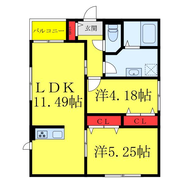アーツ駒込(2LDK/3階)の間取り写真