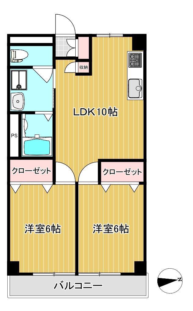 泉レジデンス(2LDK/4階)の間取り写真