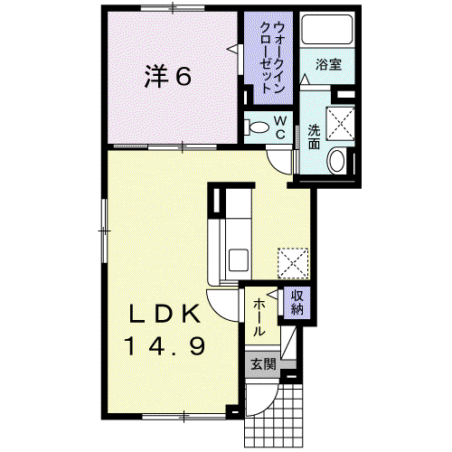 大町ハウス(1LDK/1階)の間取り写真