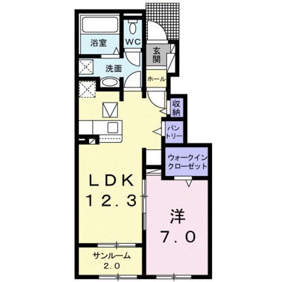 フロイデ B(1LDK/1階)の間取り写真