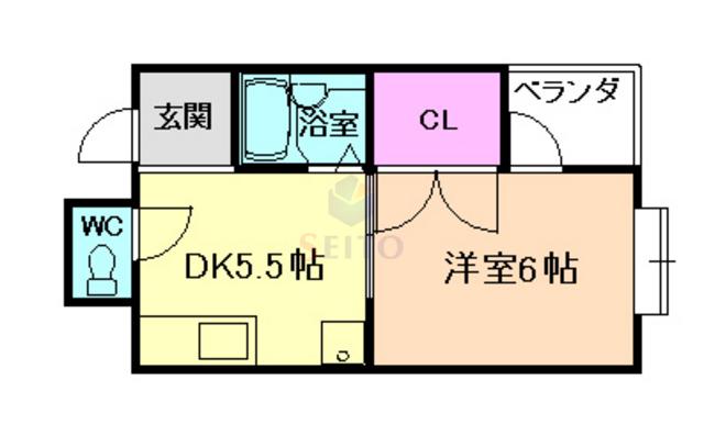 コーポインデアン(1DK/3階)の間取り写真