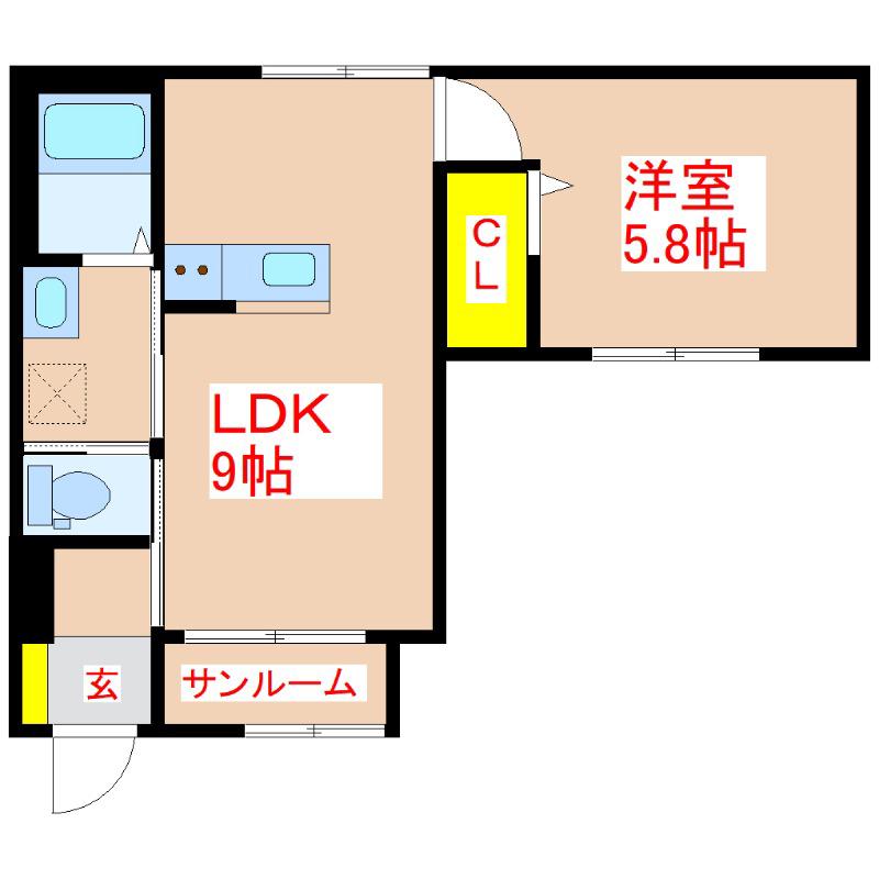 LINK(1LDK/1階)の間取り写真