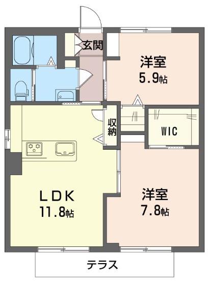 クアルト(2LDK/1階)の間取り写真