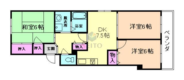 グランディール曽根(3DK/2階)の間取り写真