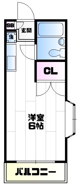 ヒルズ若葉(ワンルーム/3階)の間取り写真