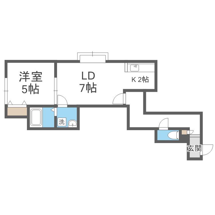 シュクルマノワール(1LDK/2階)の間取り写真