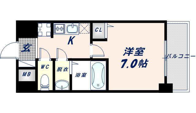 グランパシフィック新今里II(1K/2階)の間取り写真