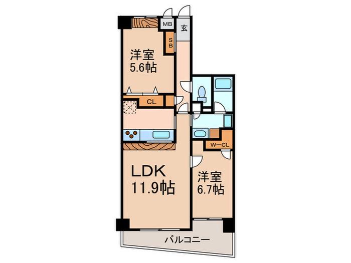 シルフィード南平台A・B・C(2LDK/3階)の間取り写真