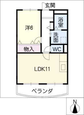 PRIME シルフィー(1LDK/1階)の間取り写真