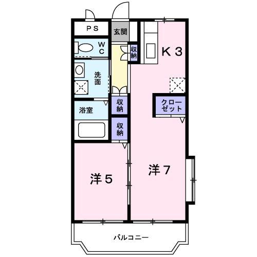 KHマンション(1LDK/3階)の間取り写真