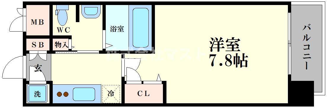 レジュールアッシュ南堀江(1K/2階)の間取り写真