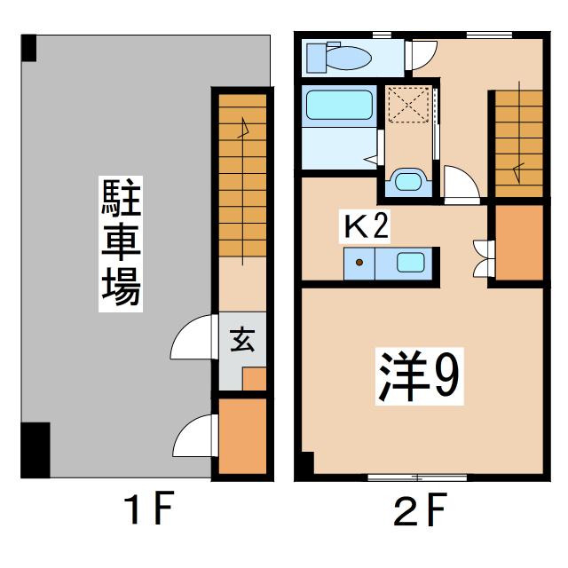 会津宮町ハイツ(1K/1階)の間取り写真