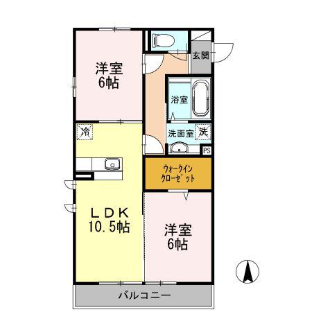 グランメール(2LDK/1階)の間取り写真
